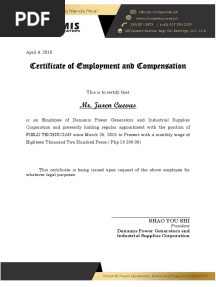 Certificate of Employment WITH COMPENSATION