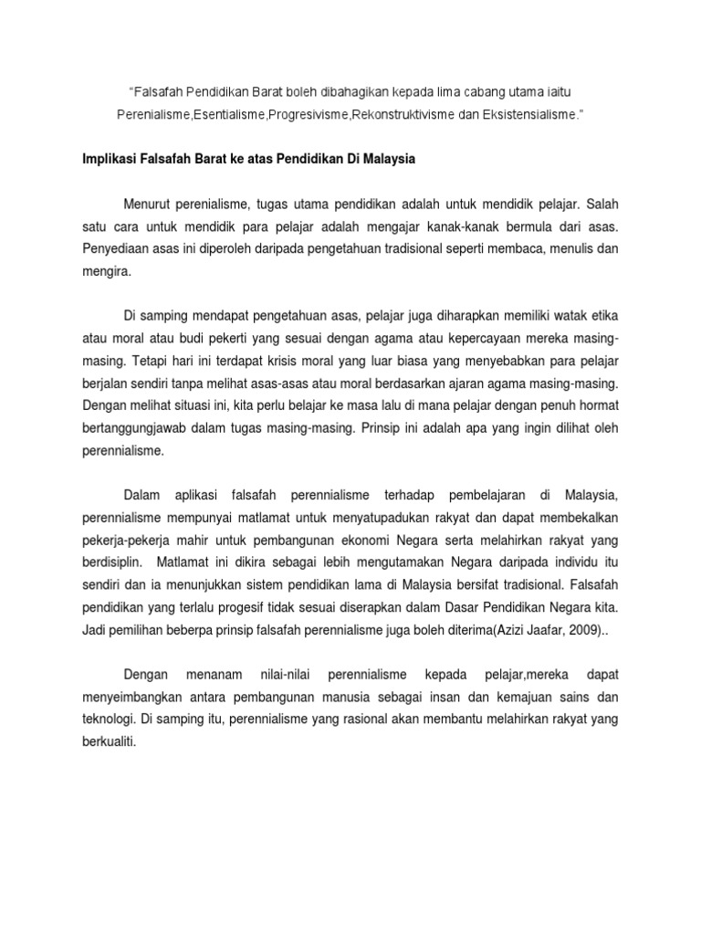 Tugasan 1 Esei Falsafah Pendidikan Pdf
