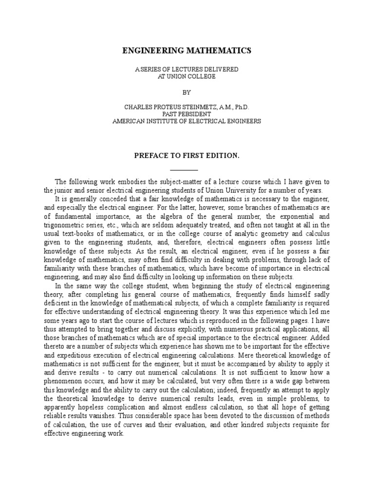 Engineering Mathematics: Preface To First Edition | PDF | Teaching ...