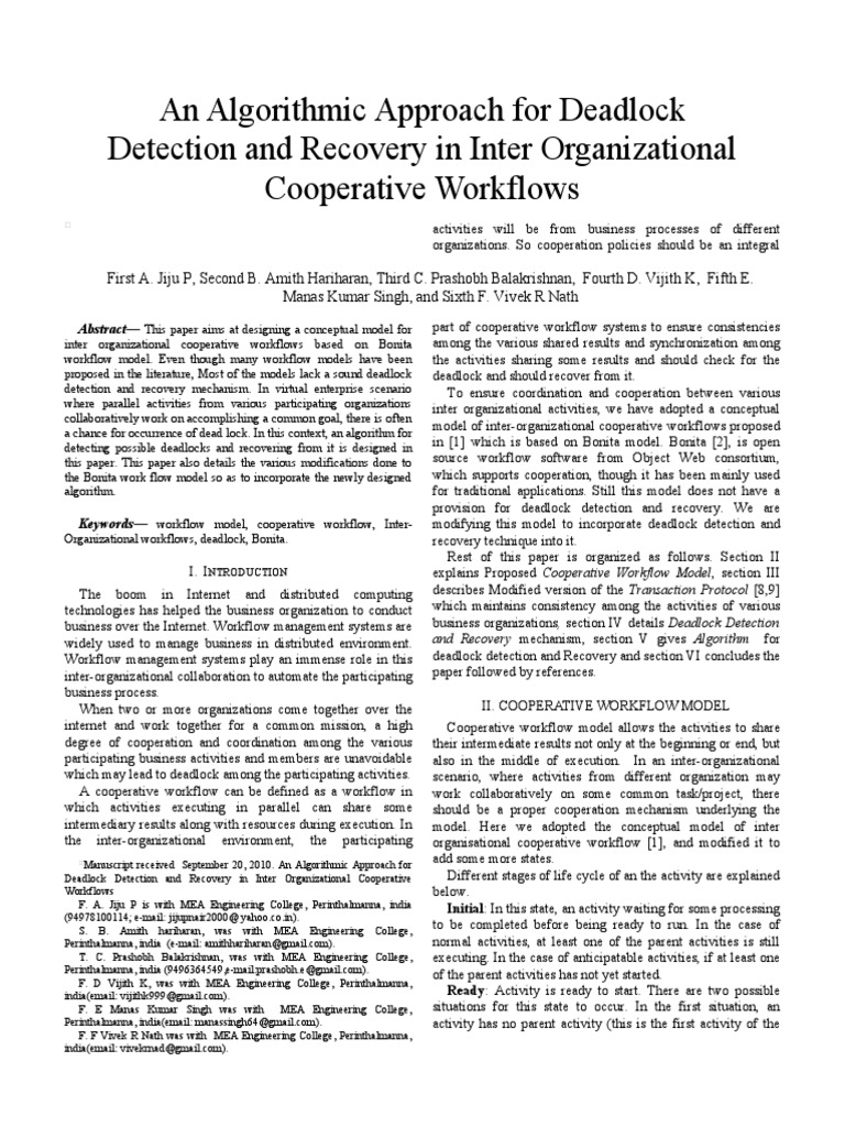 An Algorithmic Approach For Deadlock Detection and Recovery in Inter ...
