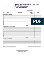 Student Self-Directed Assessment Checklist Sample