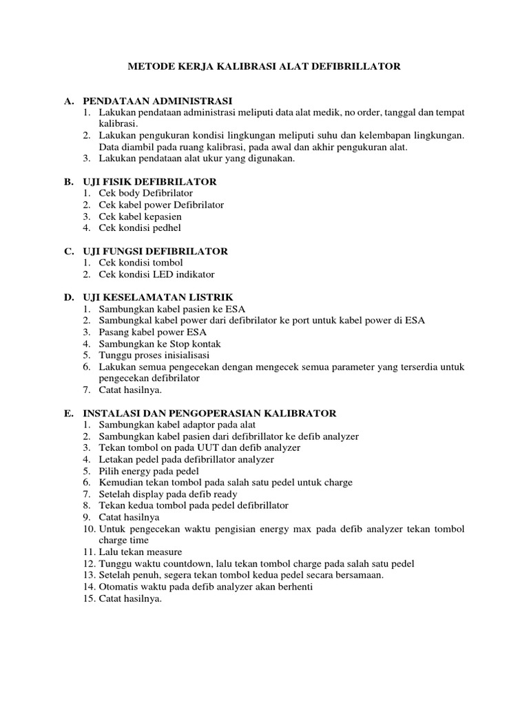 Cara Kalibrasi Defibrillator Secara Akurat PDF