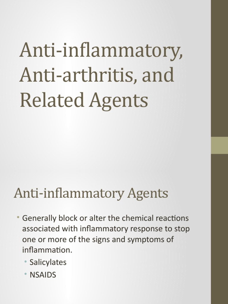 Anti Inflammatory Anti Arthritis And Related Agents Pdf