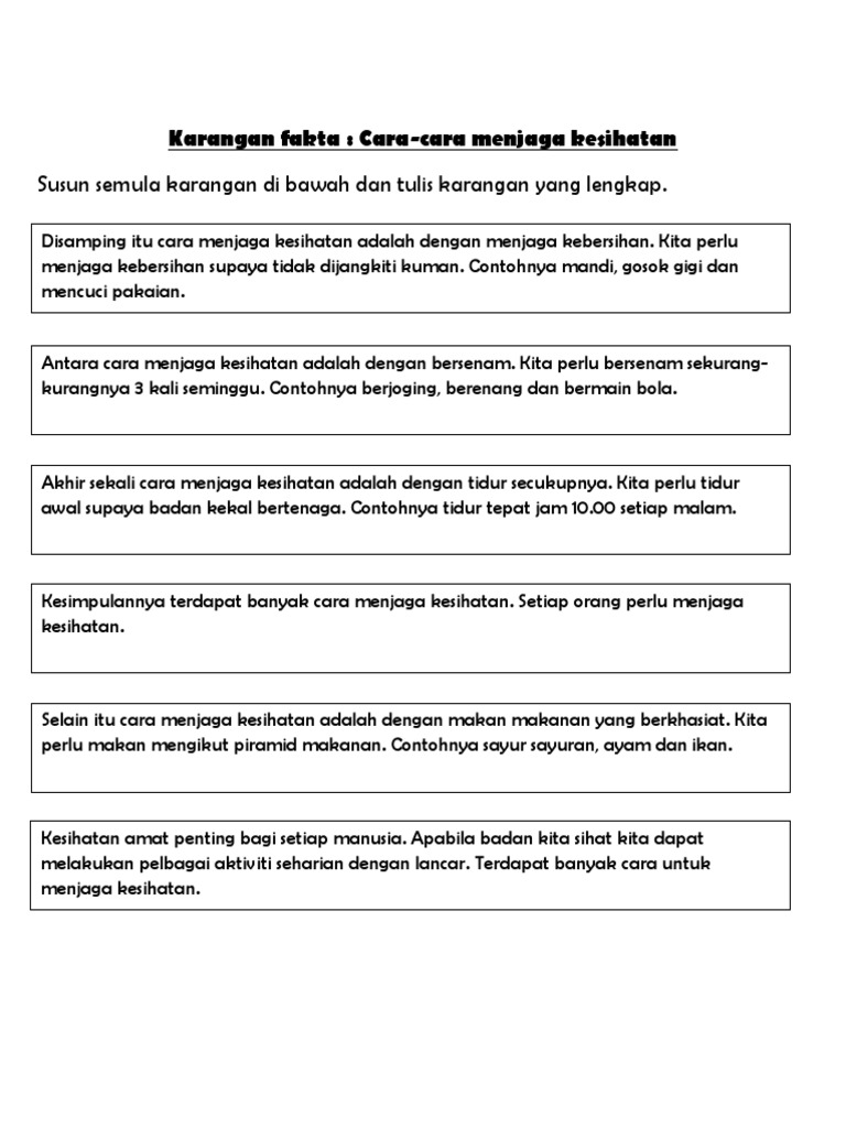 Karangan Fakta Cara Menjaga Kesihatan | PDF
