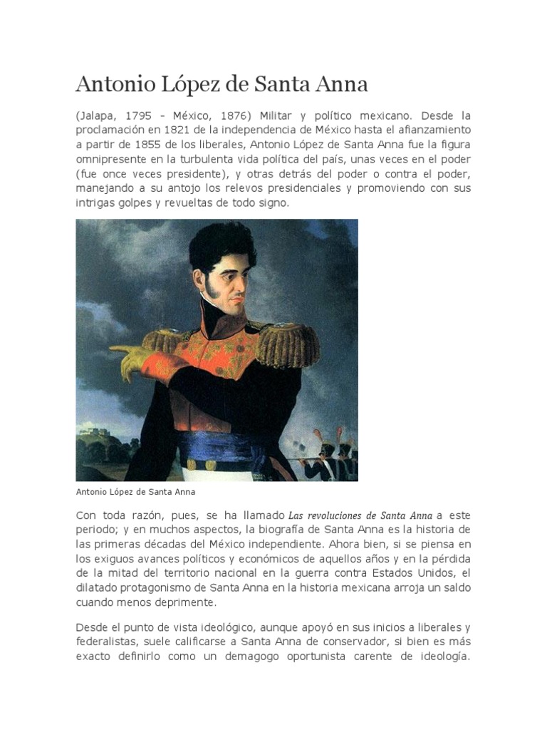 Biografía de Antonio López de Santa Anna | PDF | Guerra mexicano ...