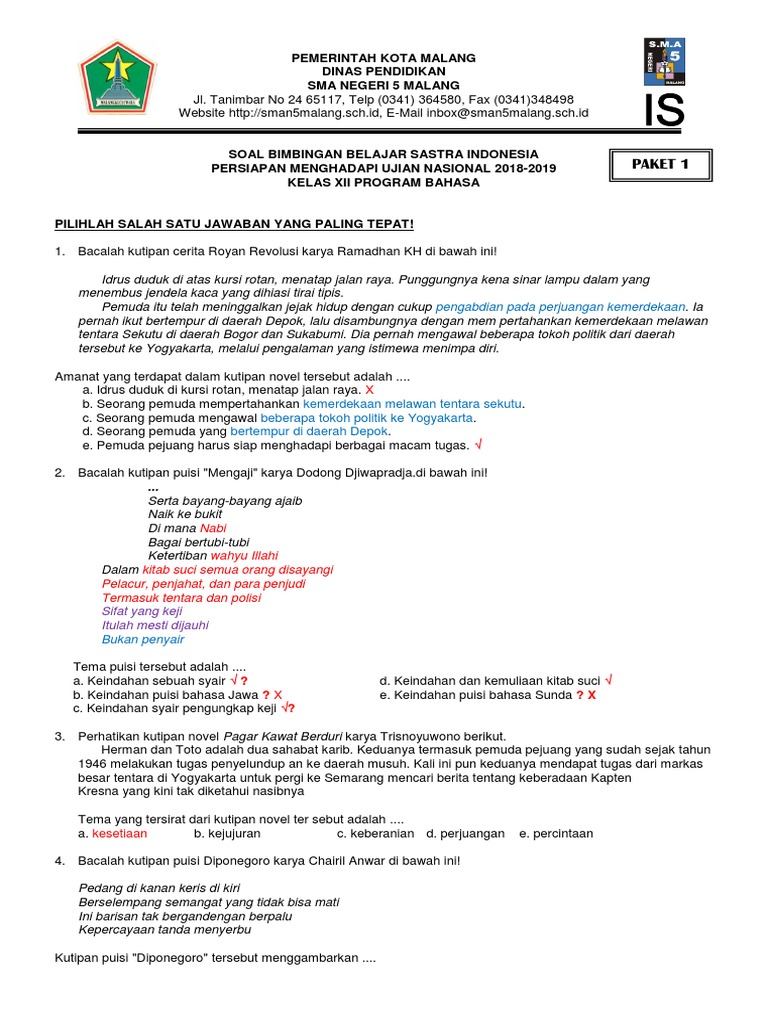 Bimbel Sastra Paket 1