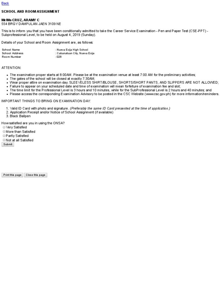 CSE Room Assignment Notice August 2025 | PDF