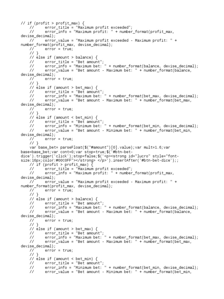 Bitsler Script No 1 | PDF | Gaming | Gambling