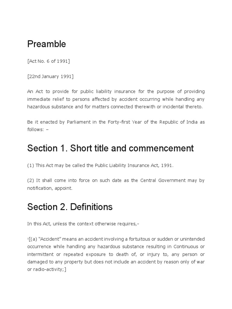 Public Liability Insurance Act 1991 PDF