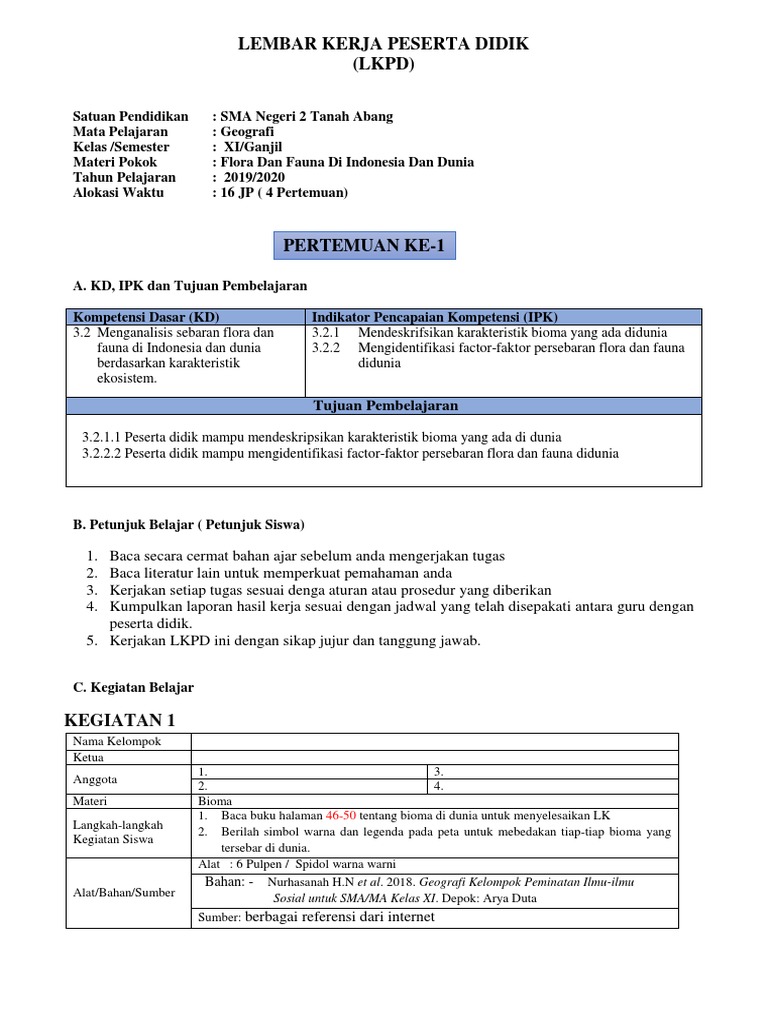 Lkpd 3 2 Persebaran Flora Dan Fauna Di Indonesia Dan Dunia