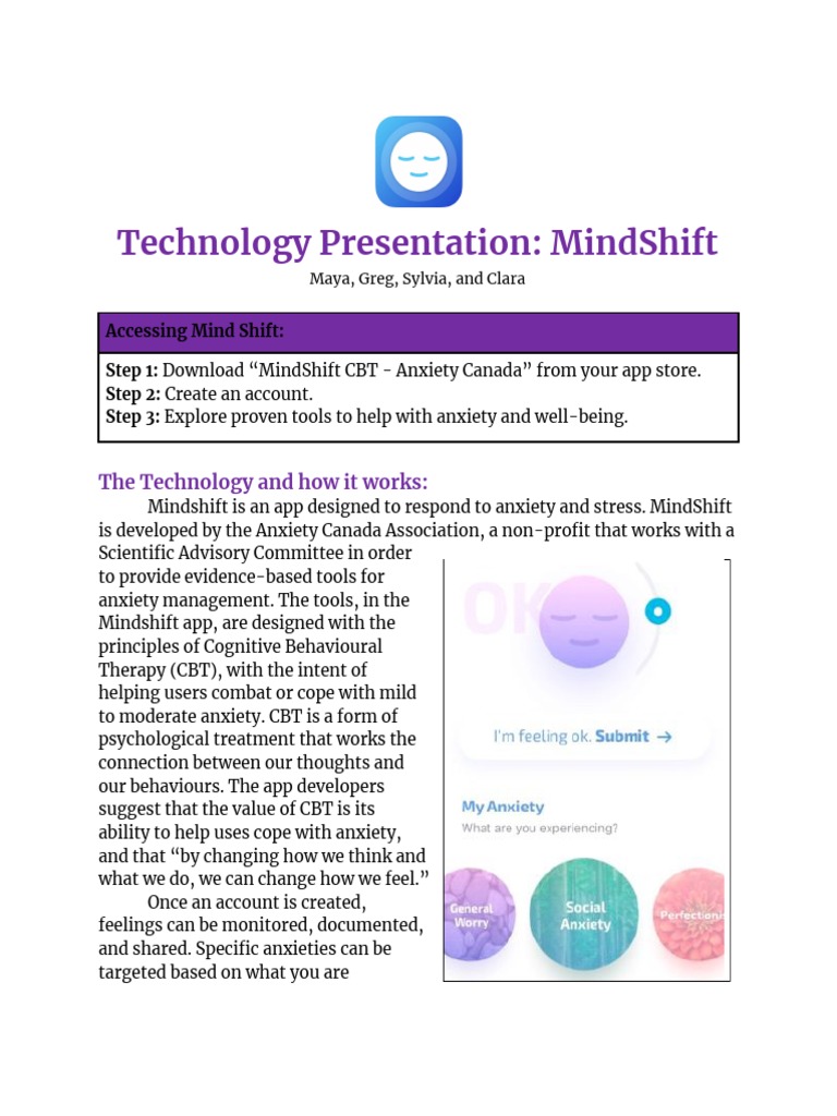 MindShift App: Anxiety Management Tool | PDF | Cognitive Behavioral ...