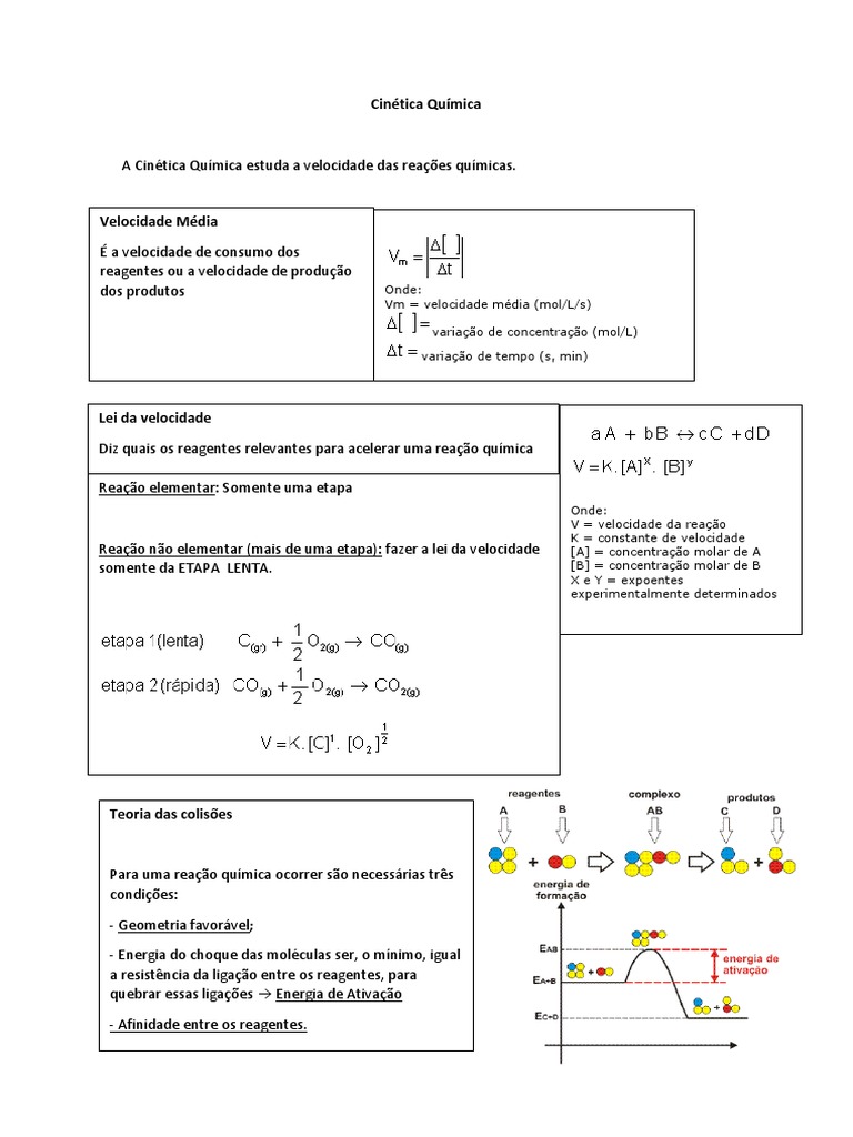 Exercícios de Cinética Química | PDF | Cinética Química | Reações químicas