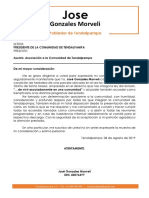 Carta de Presentacion para Adhesion A Comunidad de Tendalpampa Jose Gonzales Morveli