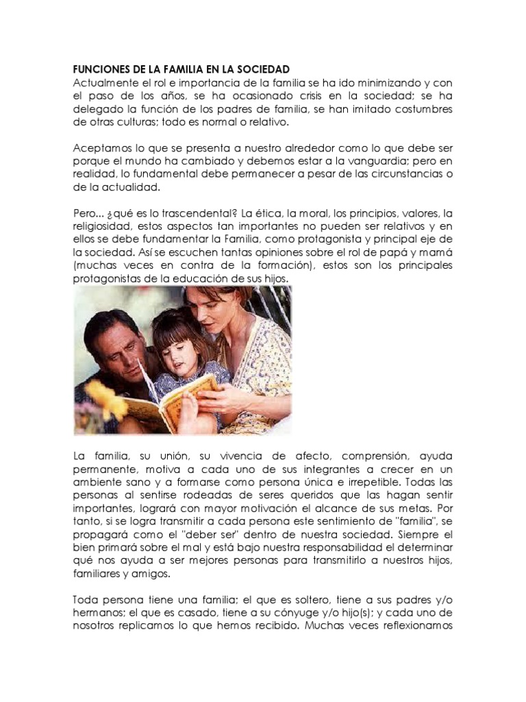 Funciones de la Familia en la Sociedad | PDF | Familia | Cuestionario