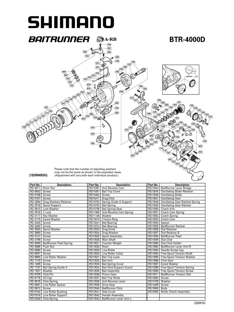 shimano baitrunner 4000d reel parts D Spin  Tackle World The combination of a black housing and silver spool is discreet and fits well in most situations where a tiltable reel is needed Shimano Baitrunner In Fishing Reel