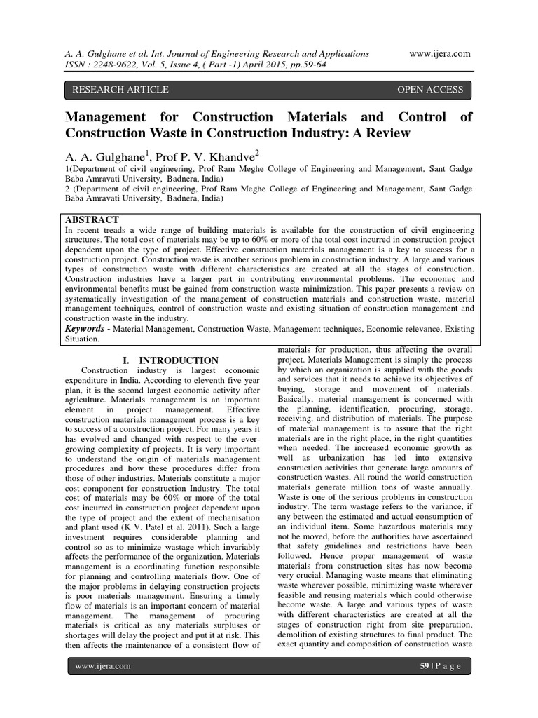 Construction Materials Management Review | PDF | Recycling | Waste