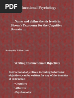 Educational Psychology: .Name and Define The Six Levels in Bloom's Taxonomy For The Cognitive Domain ...