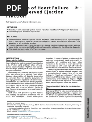 Diagnosis of Heart Failure With Preserved Ejection Fraction