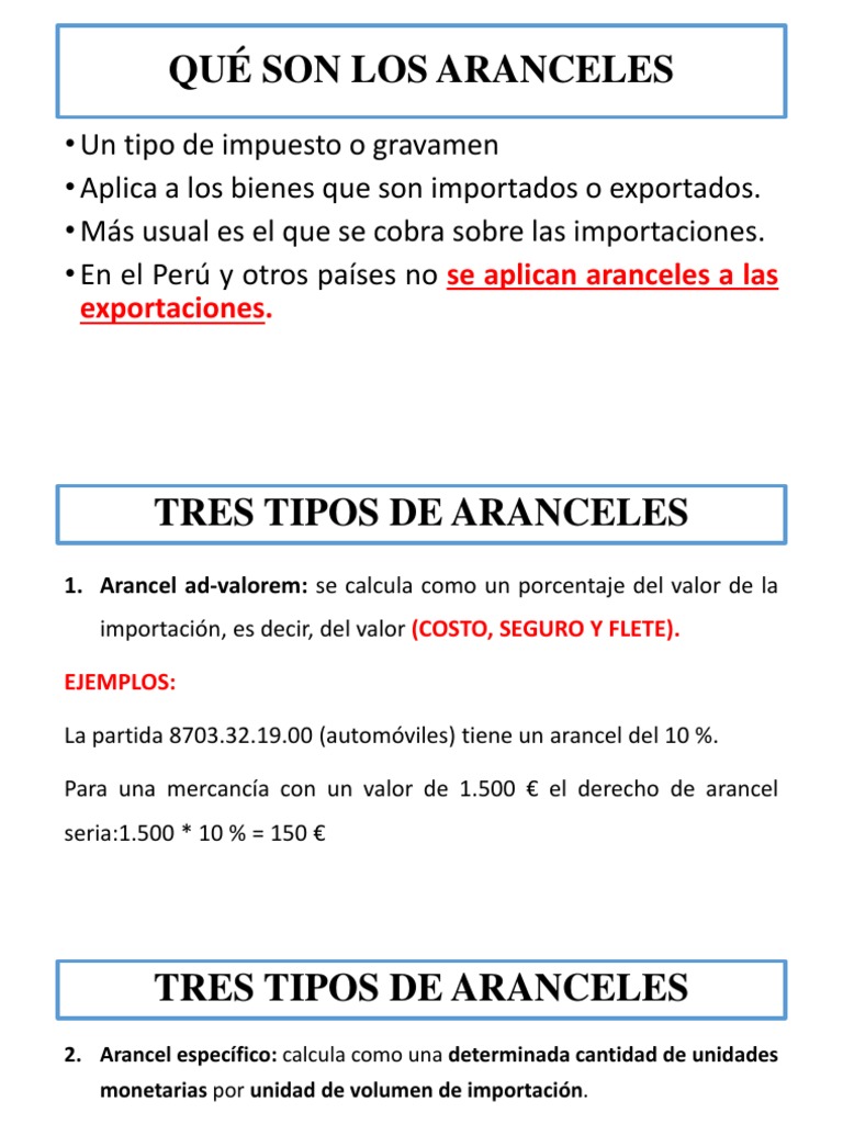 Tipos y Ejemplos de Aranceles | PDF | Arancel | Economias