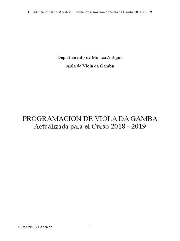 Programación Viola da Gamba 2018-19 | PDF | Evaluación | Ritmo