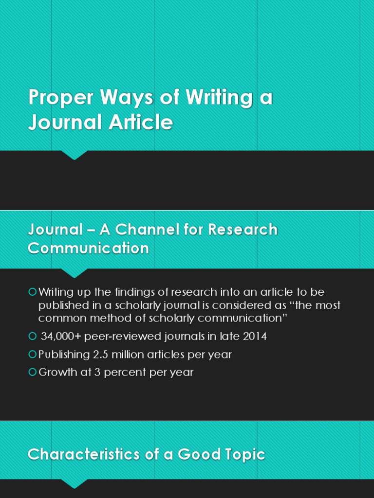 How to Write a Journal Article Effectively | PDF