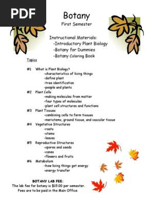 Download 16 17 Botany Syllabus 1st Semester Botany Plants