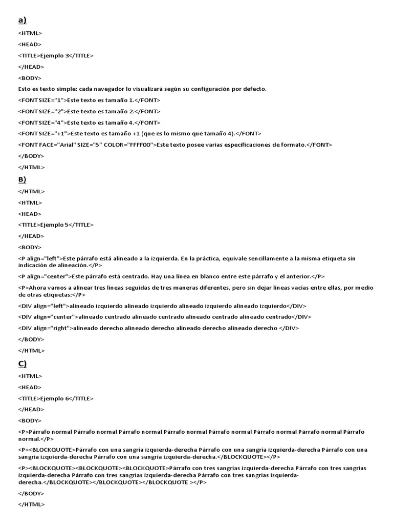 Formato y Estructura HTML Básica | PDF | Informática | Informática y ...