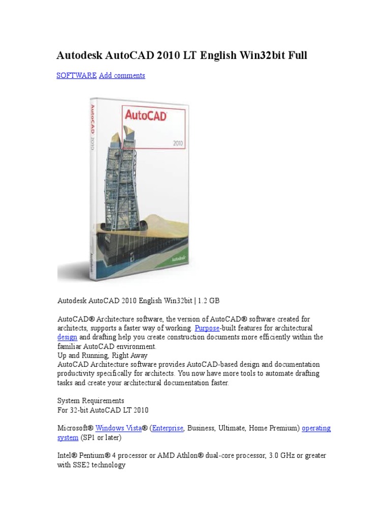 Autodesk Autocad 2010 LT English Win32Bit Full: Software Add Comments ...