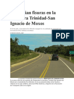 Denuncian Fisuras en La Carretera Trinidad