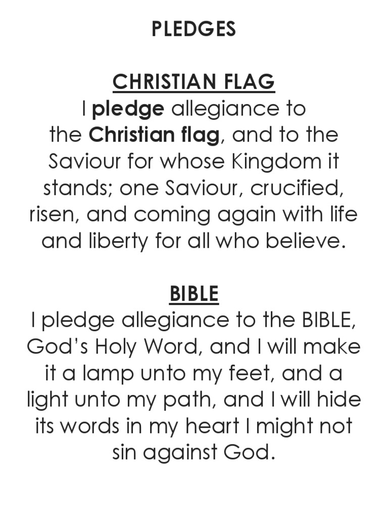 PLEDGES | PDF | Philosophy for Free Printable Pledge To The Christian Flag