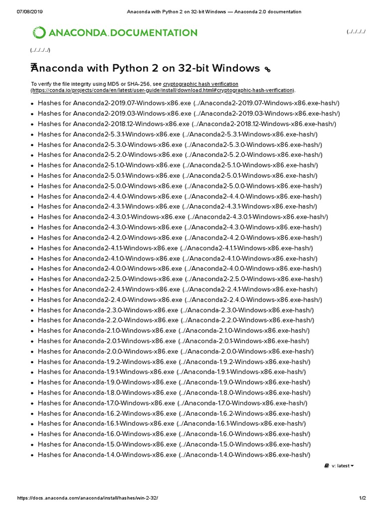 Anaconda With Python 2 On 32-Bit Windows - Anaconda 2.0 Documentation