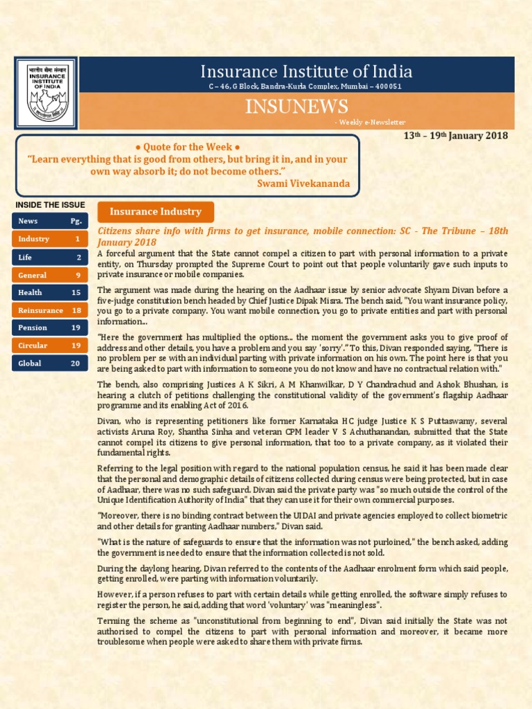 Supreme Court on Aadhaar and Privacy Rights | PDF | Life Insurance ...