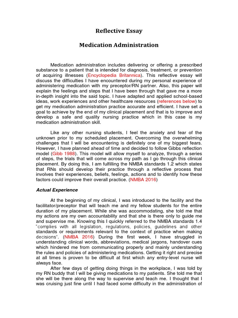 medication reflection essay