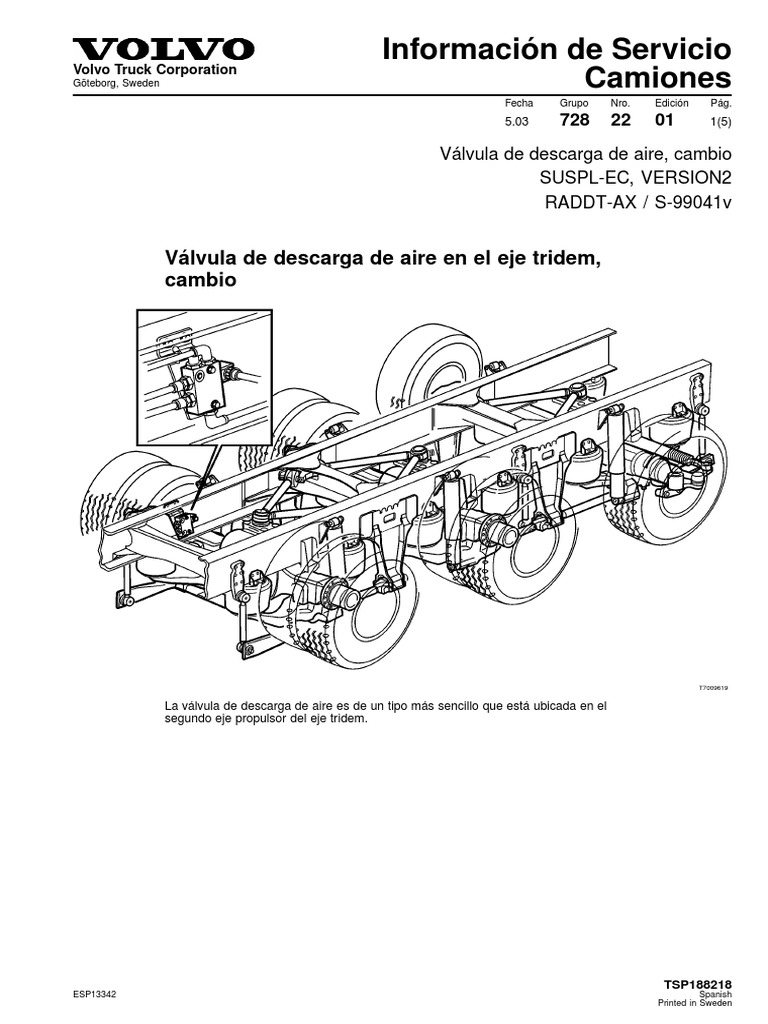 Válvula de aire eje tridem Volvo 9992976 | PDF | Vehículos | Ingeniería ...