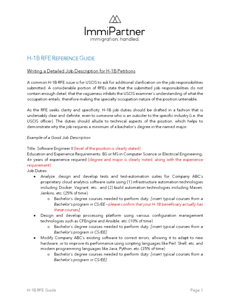 H 1b Rfe Guide Immipartner For A16z | PDF | Employment | Computing
