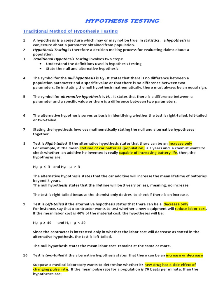 Understanding Hypothesis Testing Basics | PDF | Statistical Hypothesis ...