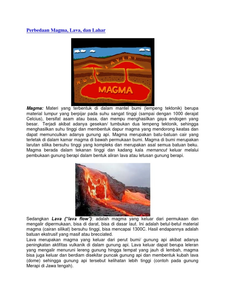 Perbedaan Magma LAHAR LAVA | PDF