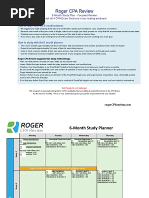 6-Month Study Planner 2019 CPA Exam | PDF | Uniform Certified Public  Accountant Examination | Certified Public Accountant