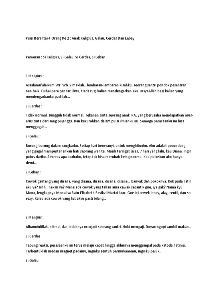 Puisi Berantai 4 Orang Koleksi Puisi