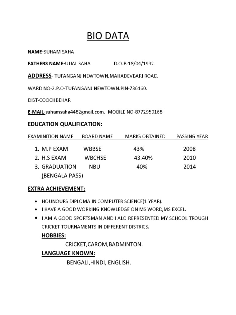 Bio Data | PDF