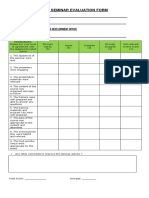 PRM Seminar Evaluation Form: Instructions