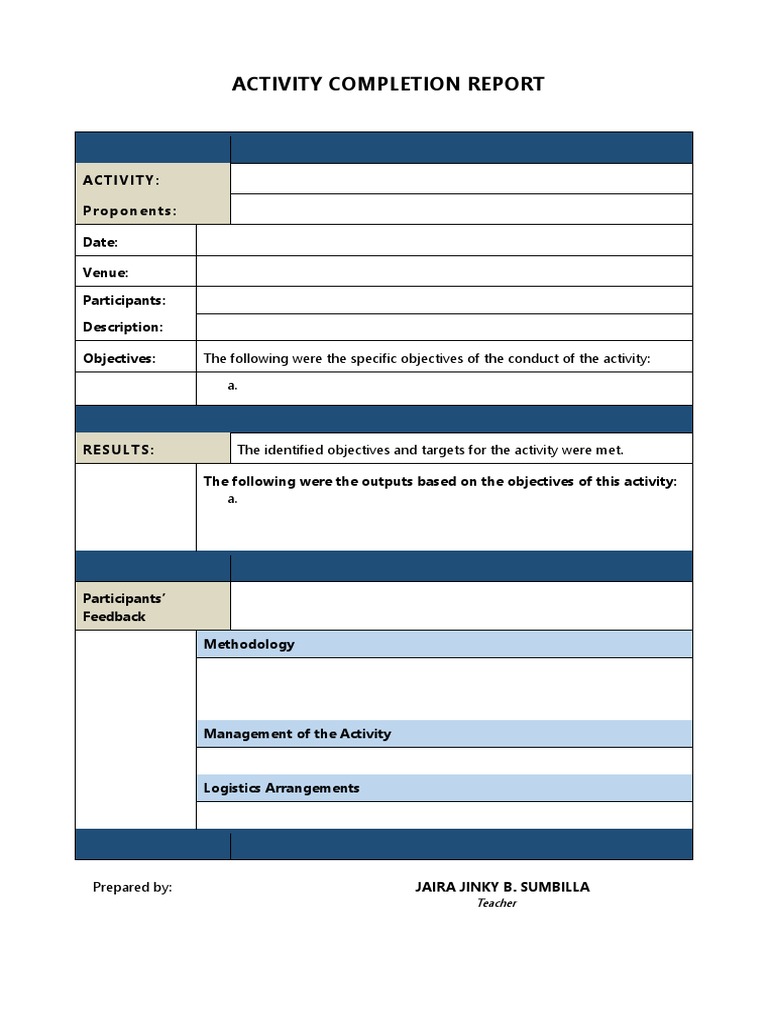 ACR Template for Activity Reporting | PDF