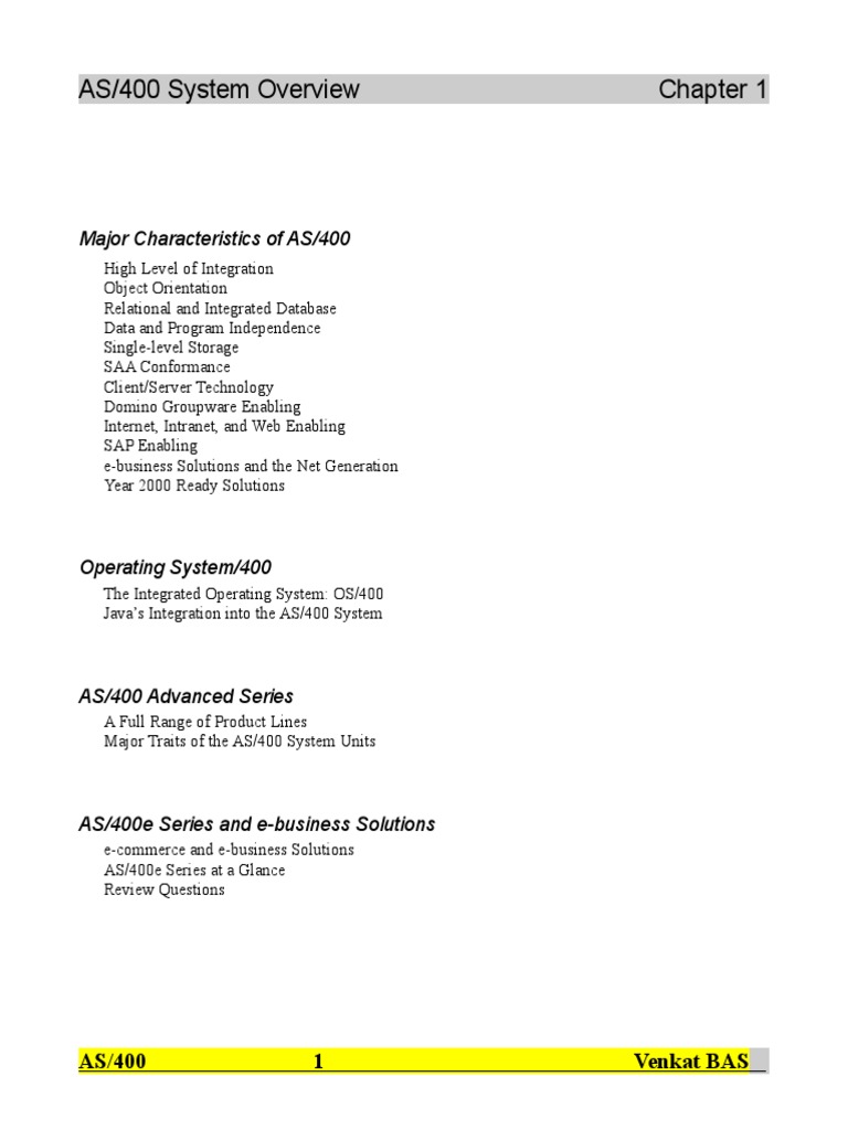 As/400 System Overview Chapter 1 | PDF | Ibm Notes | Ibm System I