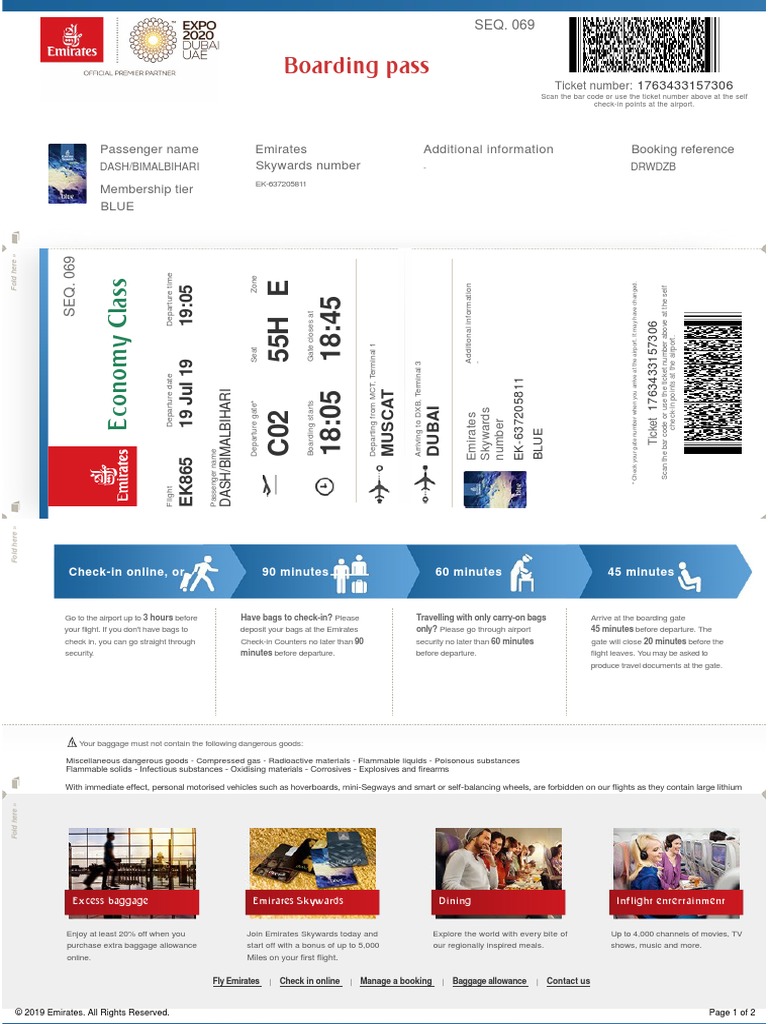 Emirates Online Check in | PDF | Baggage | Transport