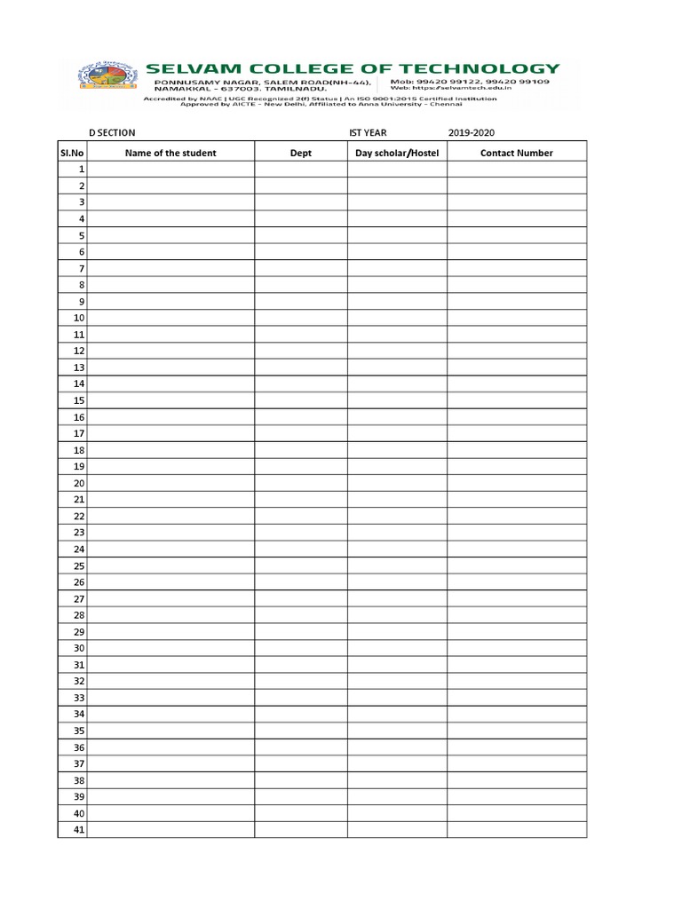 Student List 2019-2020 D Section | PDF