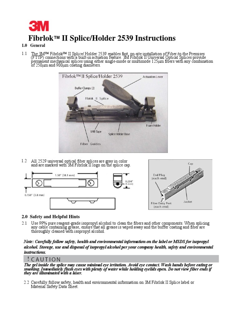 3M Fibrlok II 2539 Instr | PDF | Optical Fiber | Equipment