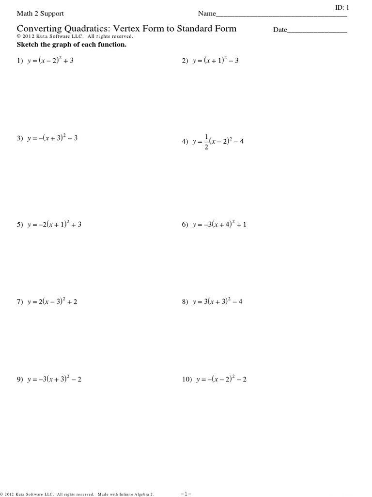 Converting Quadratics Vertex Form To Standard Form | PDF | Quadratic ...