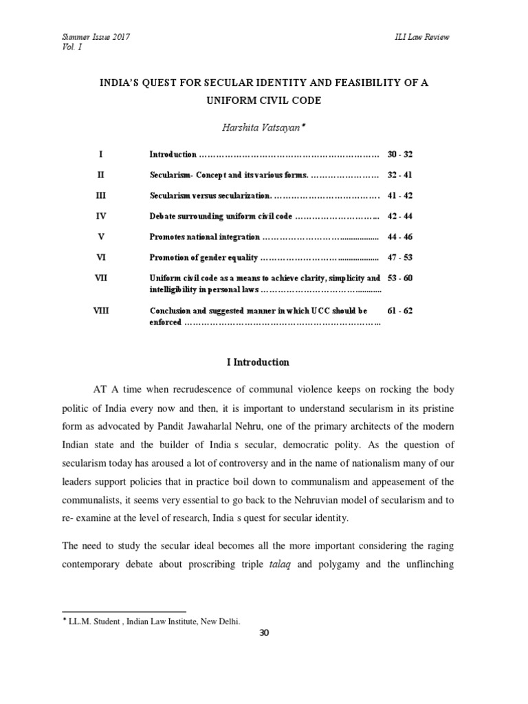 Harshita Vatsayan, INDIA'S QUEST FOR SECULAR IDENTITY AND FEASIBILITY