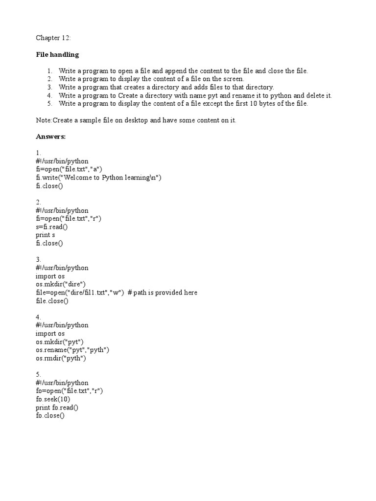 Python File Handling Examples | PDF