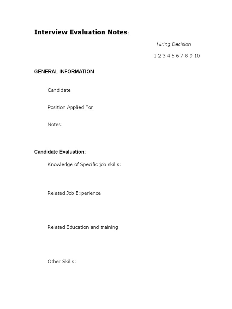 Interview Evaluation Notes | PDF